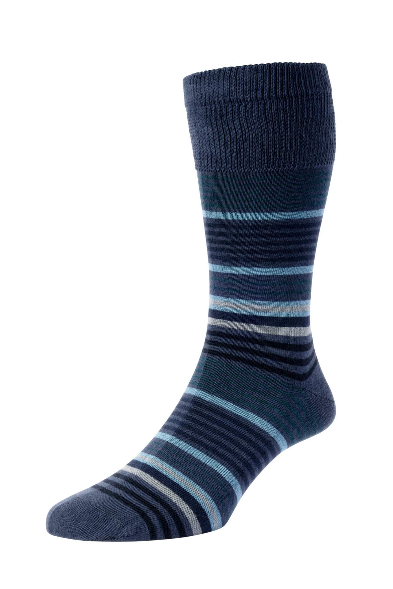 HJ Hall Graduated Stripe Comfort Socks - Slate