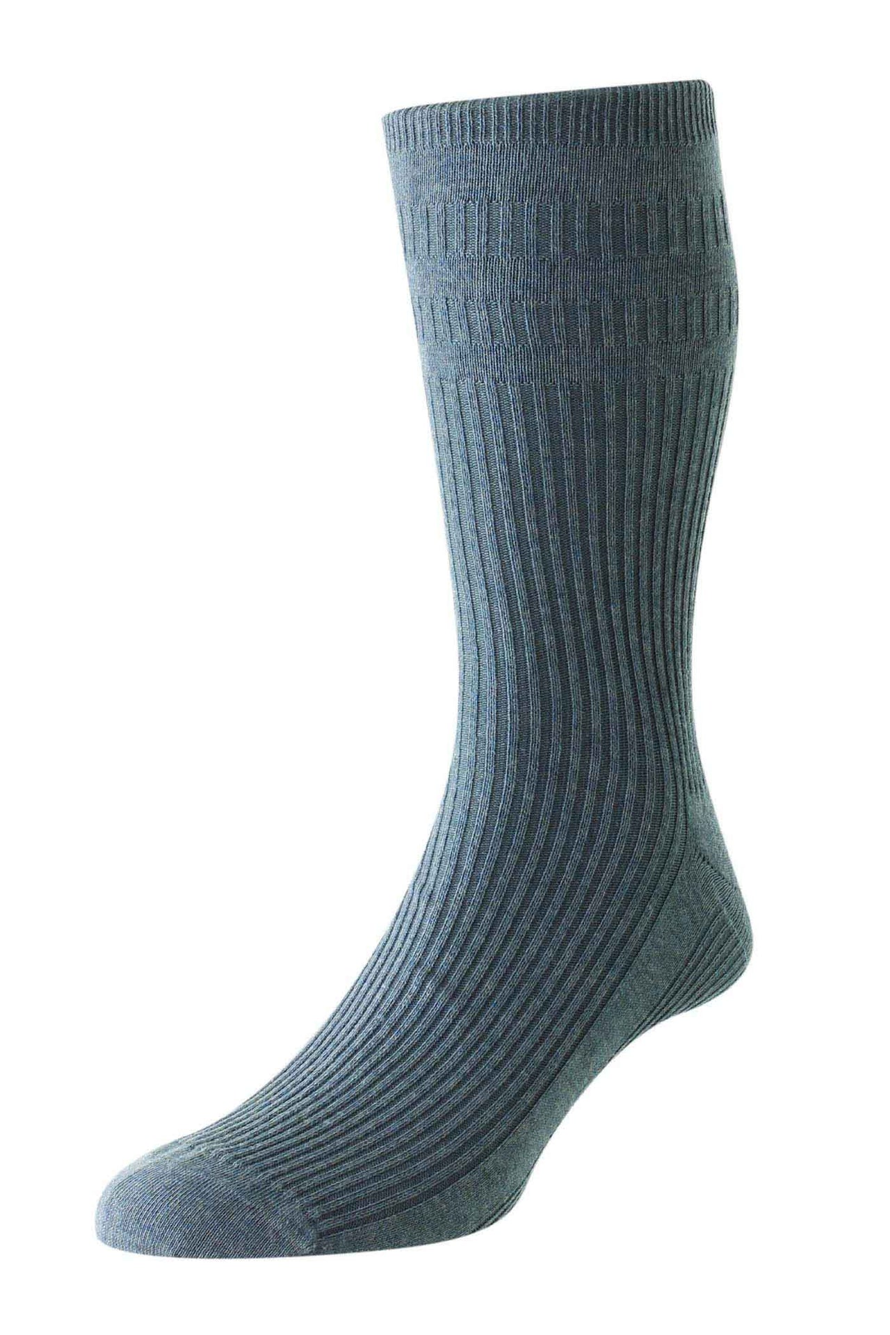 HJ Hall Original Softop Cotton Socks - Denim Melange