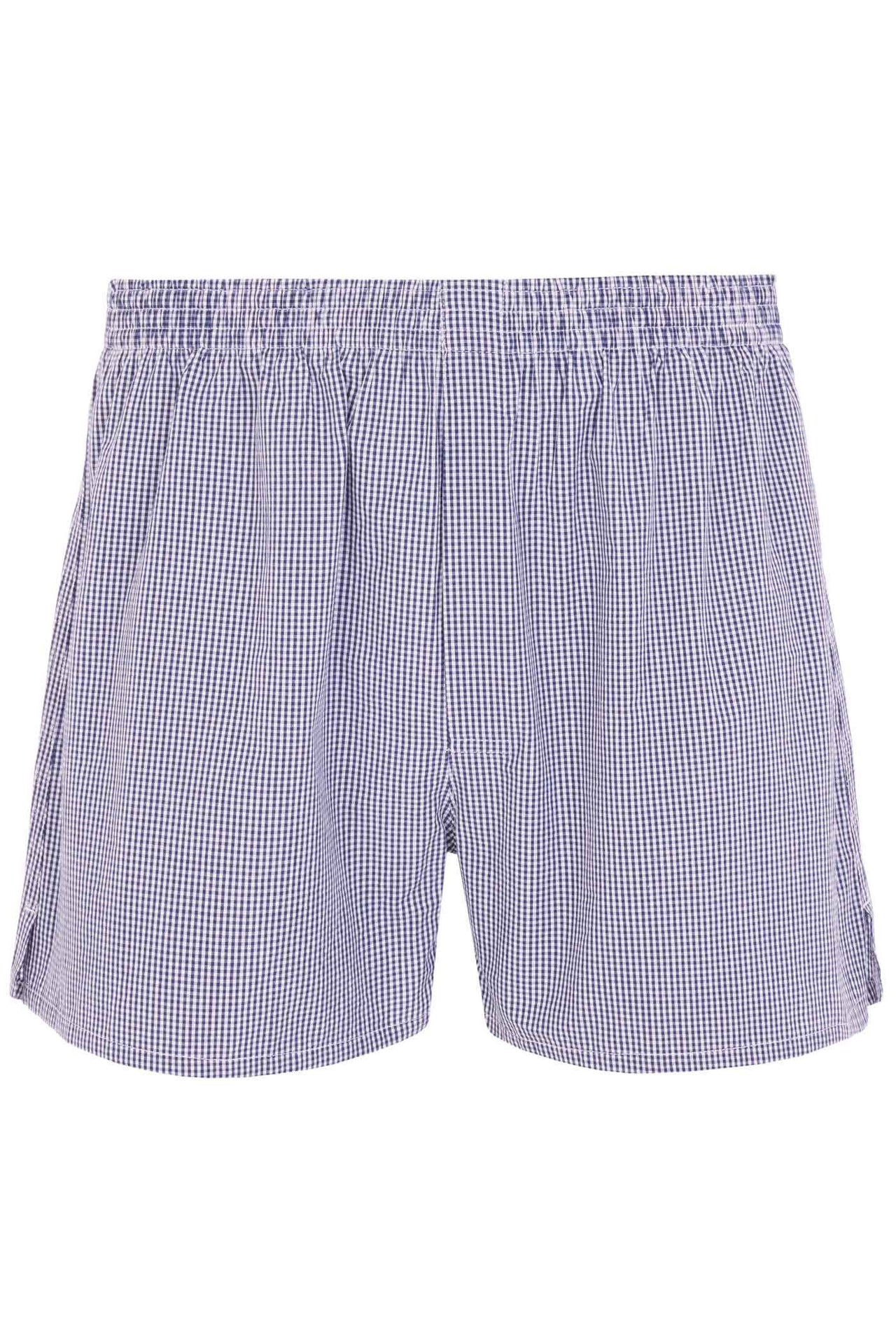 HJ Hall Classic Woven Navy Check Boxer 2 Pairs