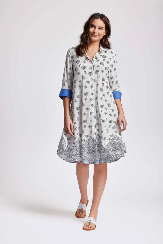 Iconique Romina 3/4 Sleeve Shirt Dress - Multicolour