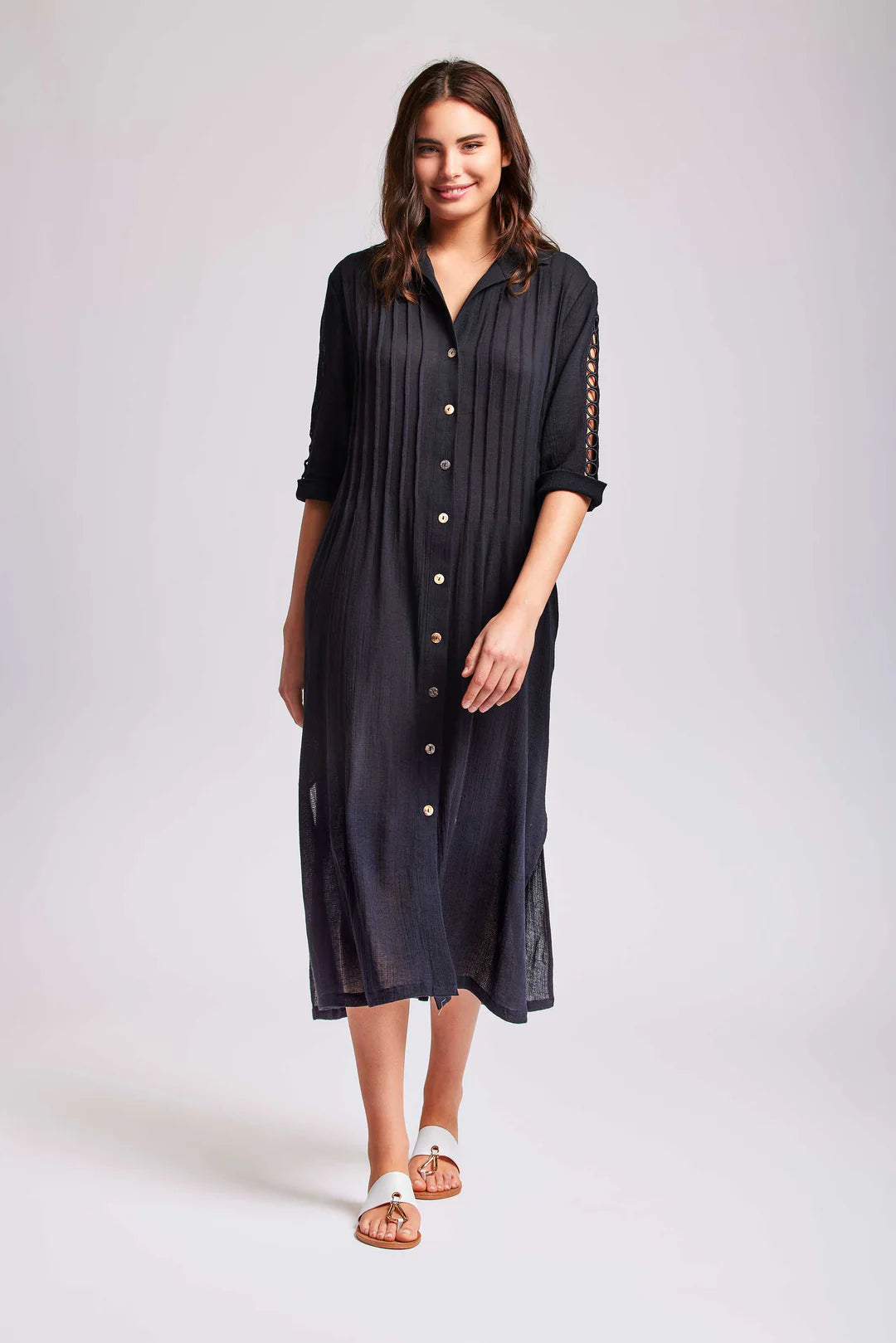 Iconique Olivia Maxi Shirt Dress - Black