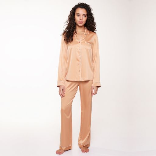 LingaDore Satin Pyjama Set - Toast/ Powderpuff