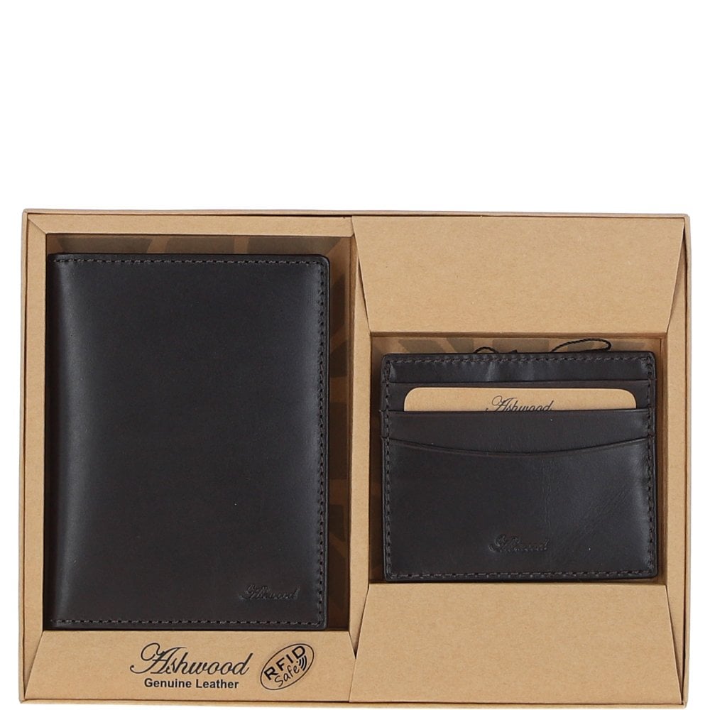 Ashwood Leather Brown Passport Cover and Card Wallet