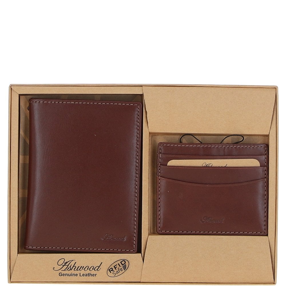 Ashwood Leather Passport Cover and Card Wallet Chestnut