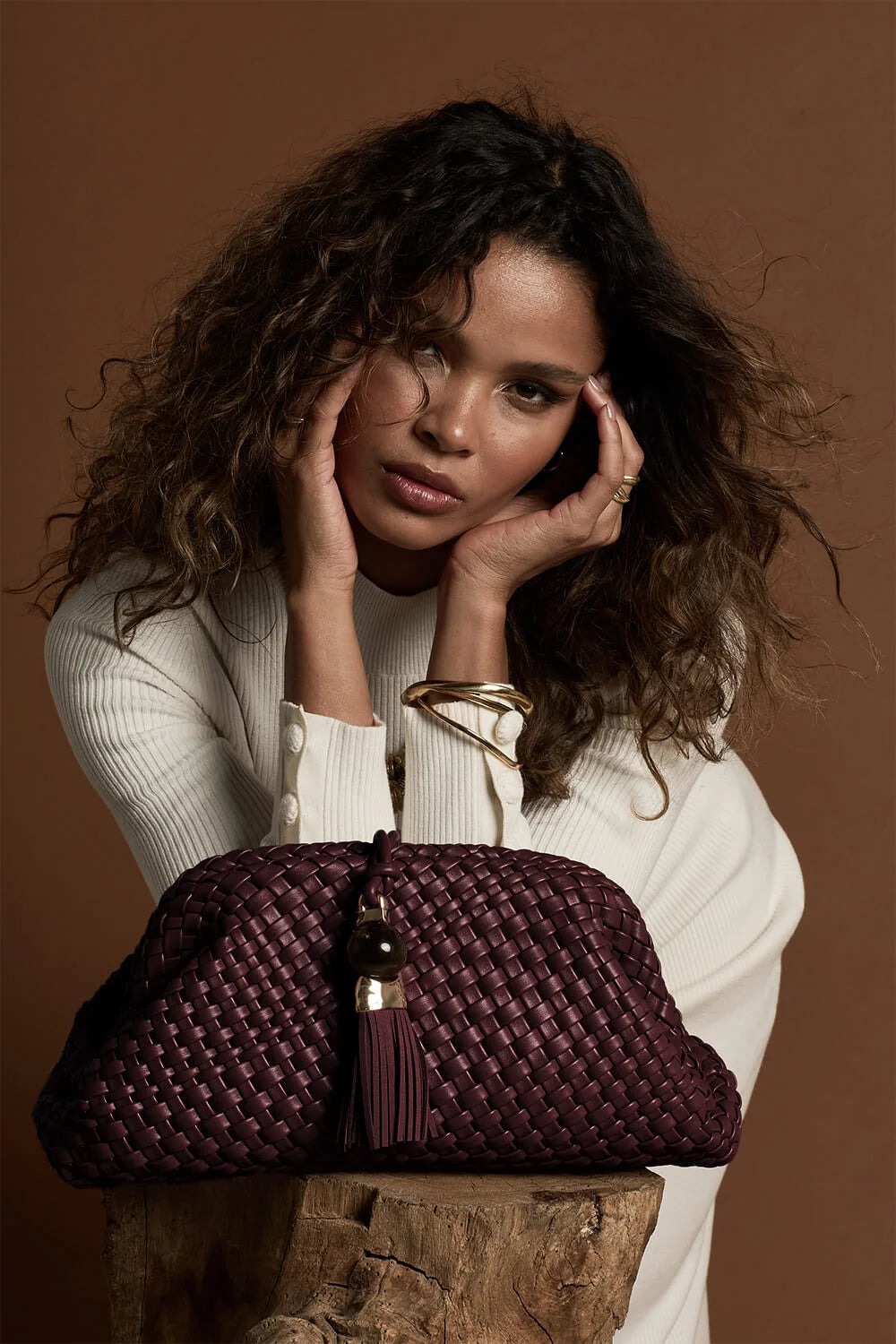 Luella Grey INDIGO Oversized Clutch - Black Cherry