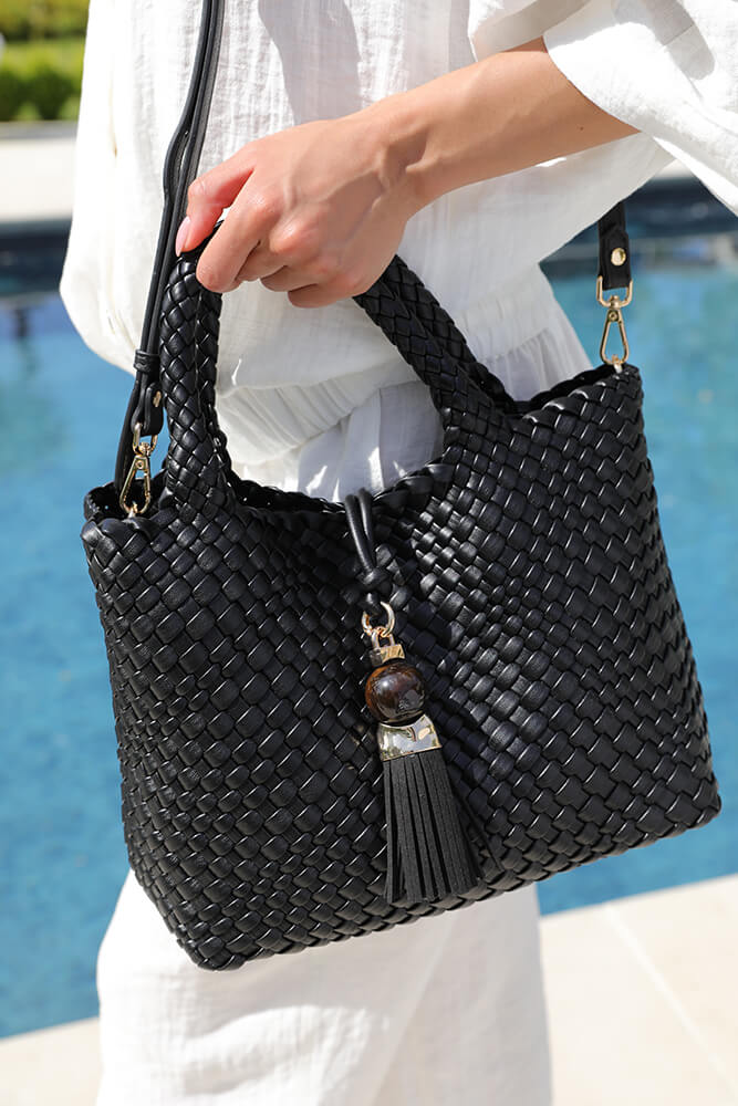 Luella Grey SUKY Woven Crossbody Bag - Black