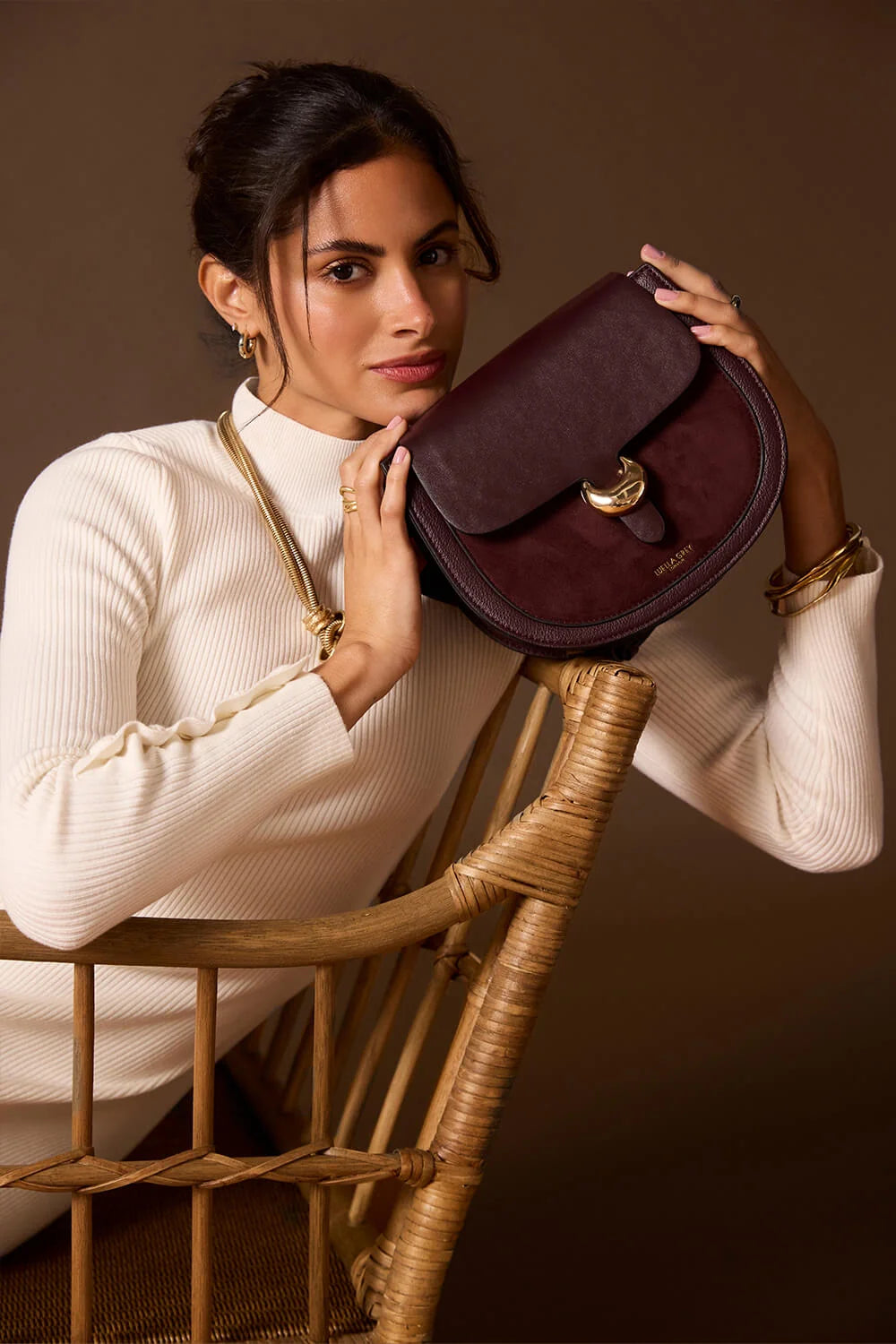 Luella Grey VENETIA Saddle Crossbody Bag - Black Cherry