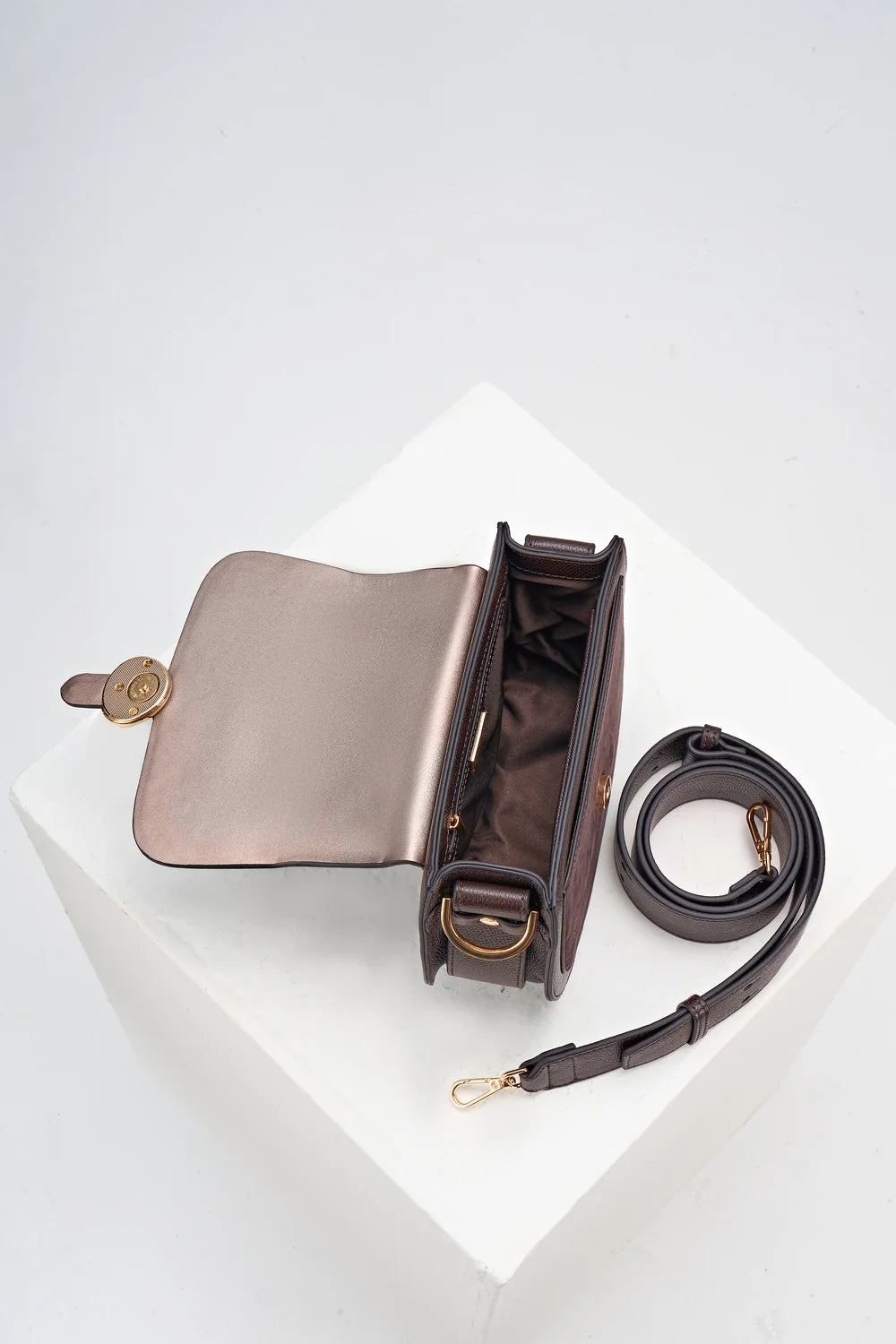 Luella Grey VENETIA Saddle Crossbody Bag - Chocolate