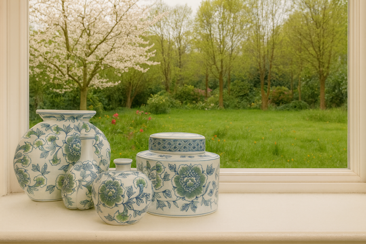 London Ornaments Lotus Peony Round Vase