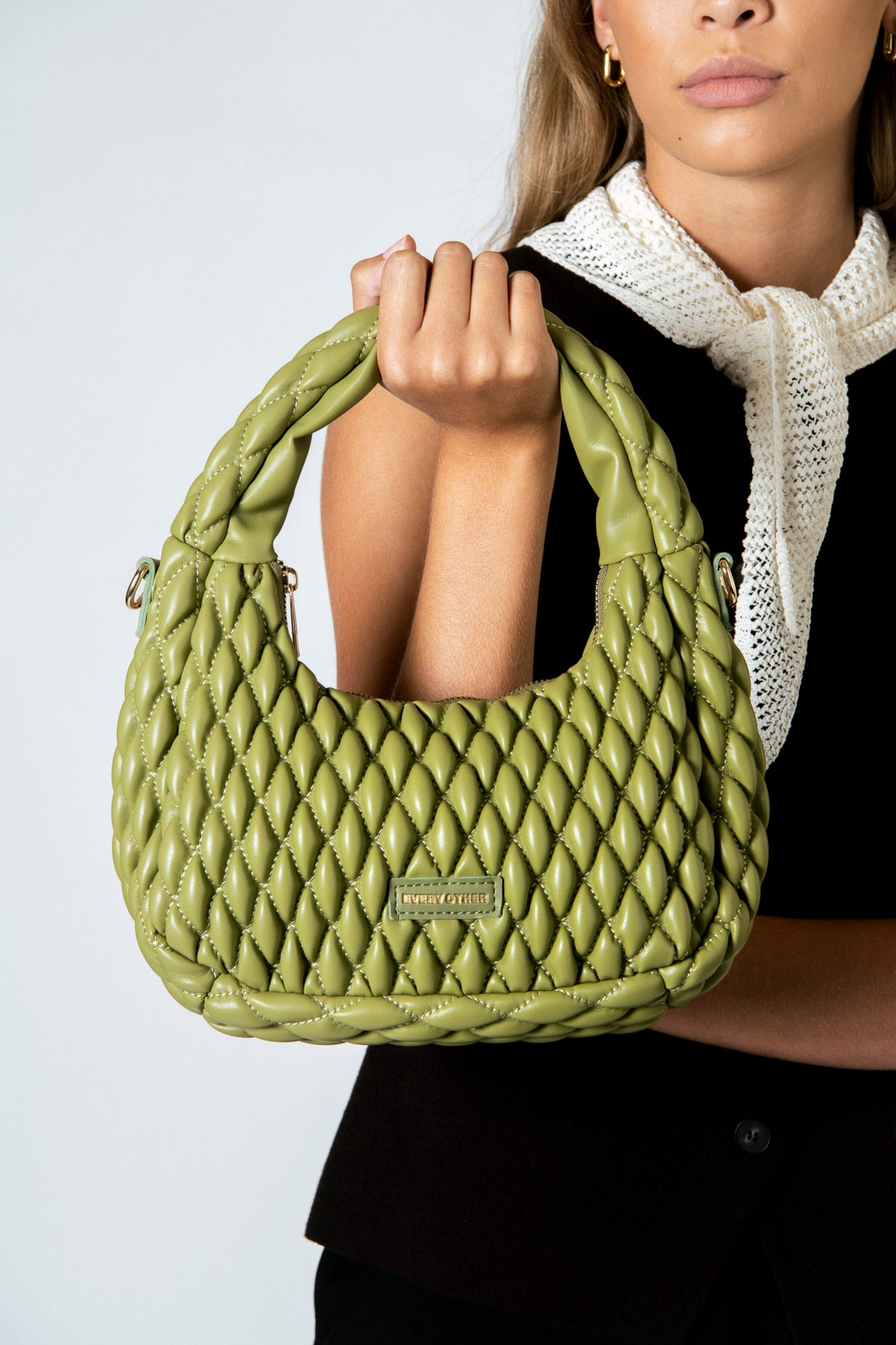 Every Other Quilted Cross Body Bag - Olive