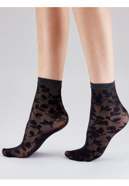 Pretty Polly Floral Lace Ankle Highs - Black Mix