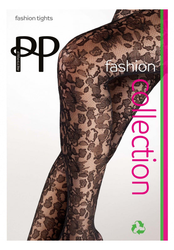 Pretty Polly Floral Lace Tights - Black