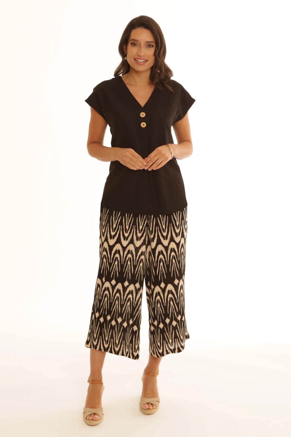 Pomodoro Black Tribal Print Trousers