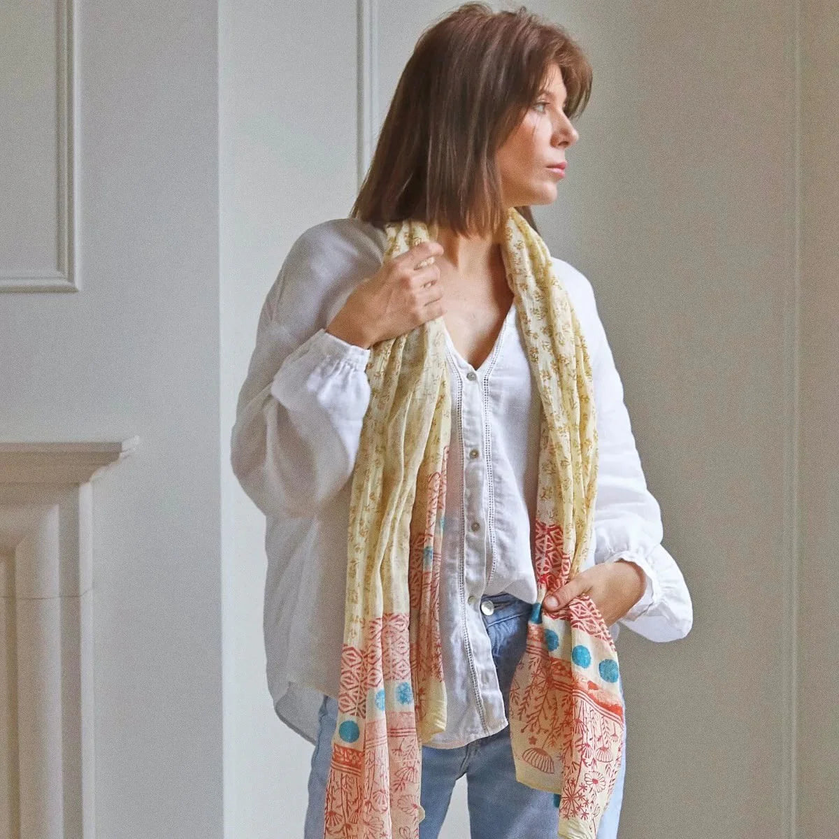 Biggie Best Bright Blue Off White Scarf