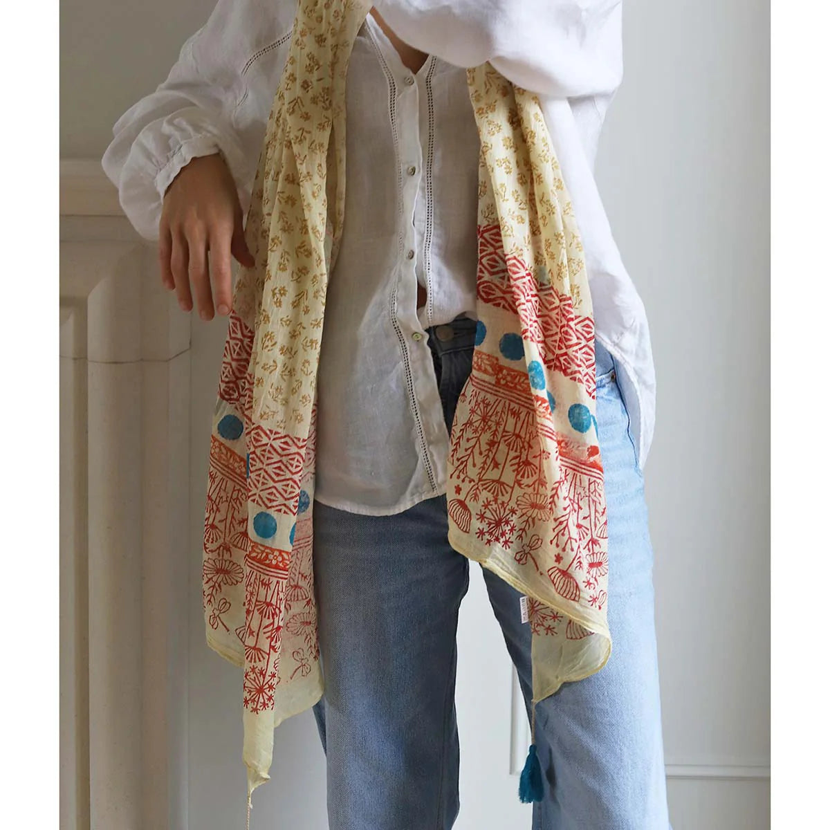 Biggie Best Bright Blue Off White Scarf