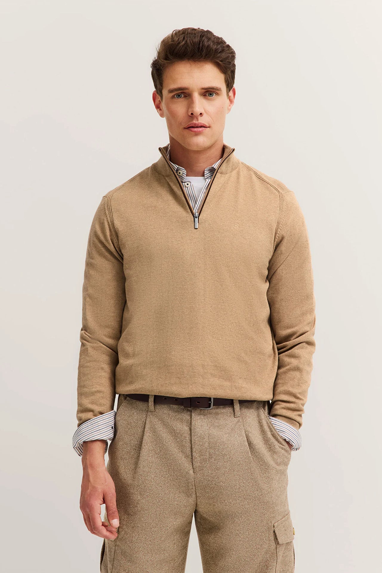 Bugatti Troyer Beige Half Zip Sweater