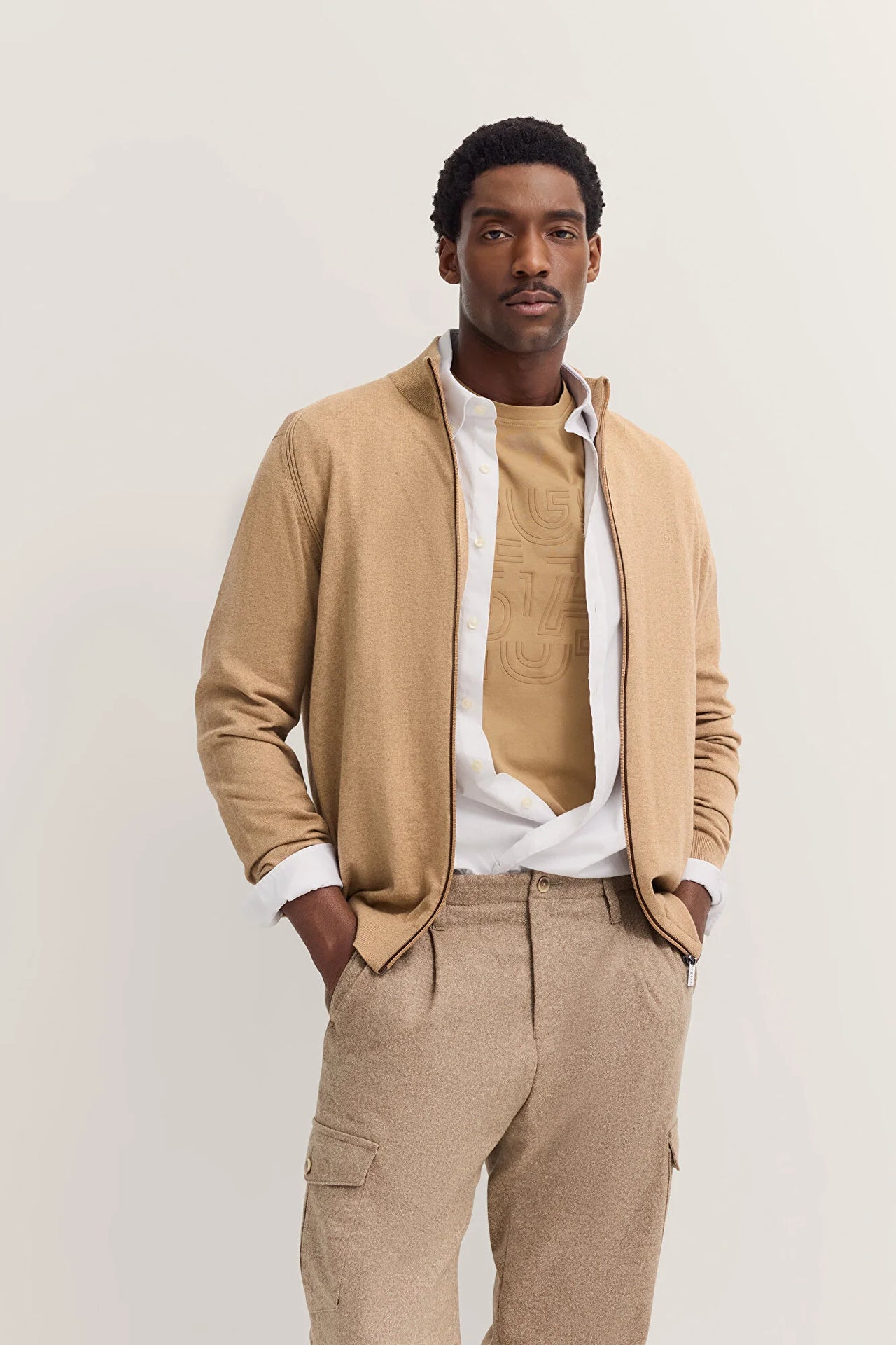 Bugatti Beige Cotton Cardigan