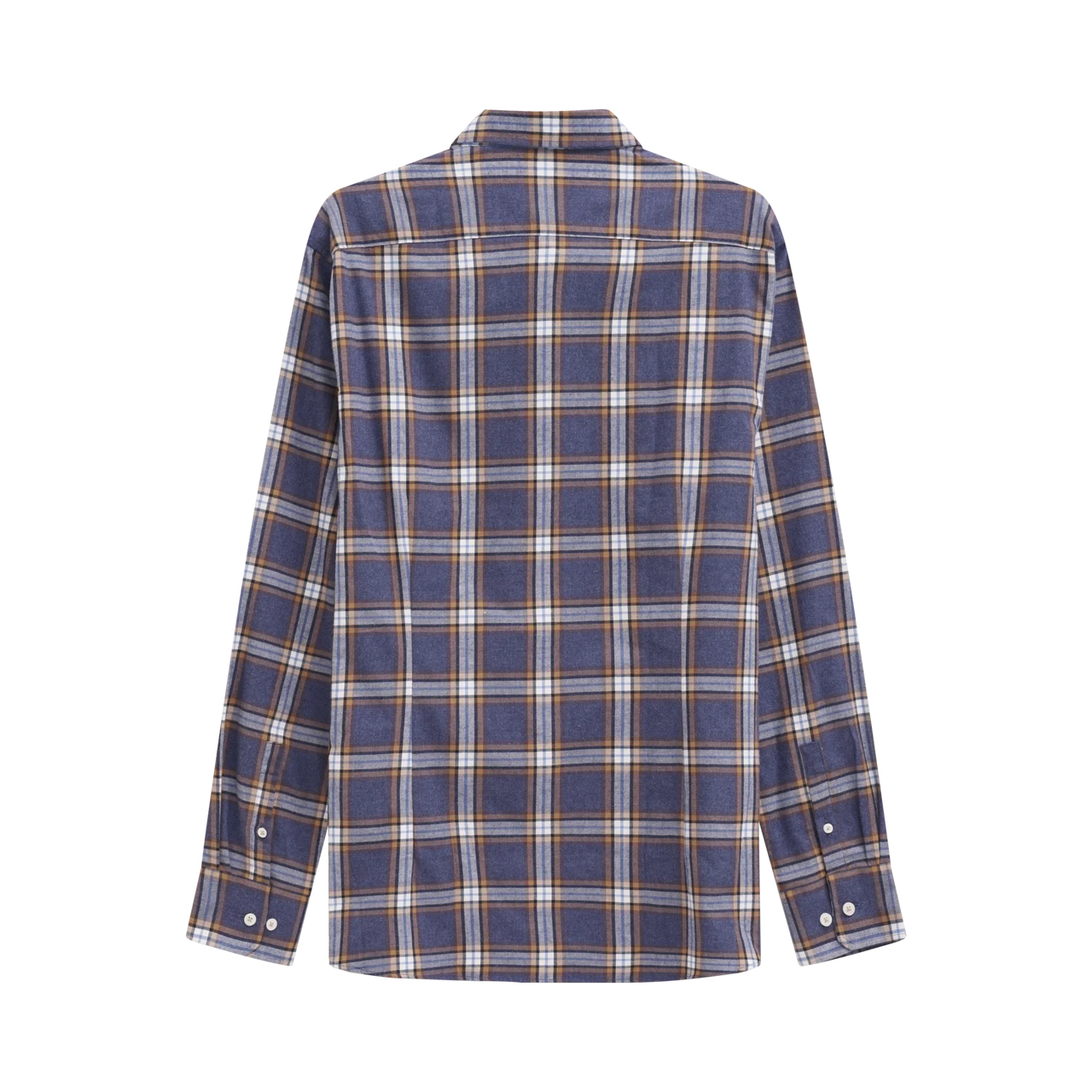 Bugatti Navy & Cognac Check Casual Long Sleeve Shirt