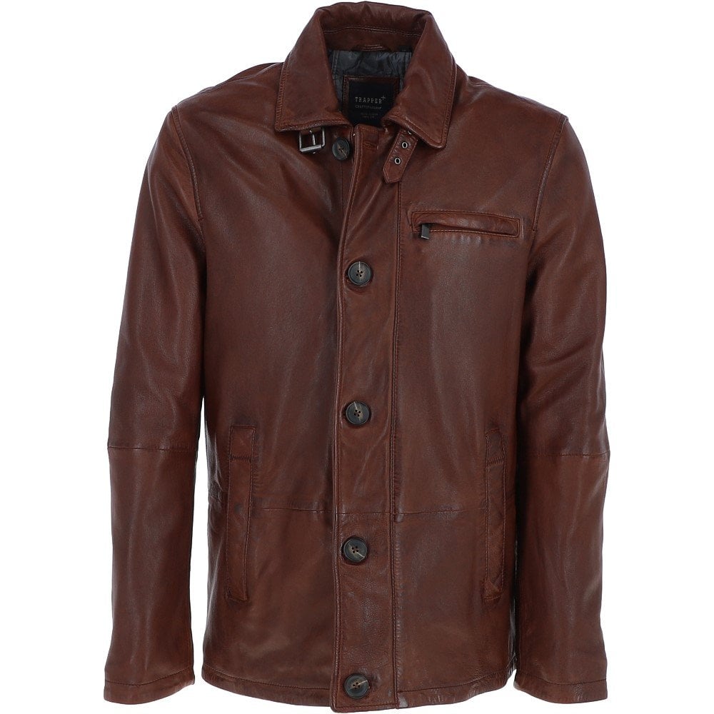 Trapper Joshua Red Brown Leather Jacket