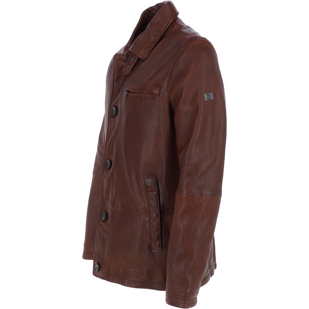 Trapper Joshua Red Brown Leather Jacket