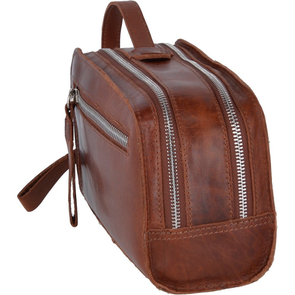 Ashwood Washbag Oily Hunter Leather Brown
