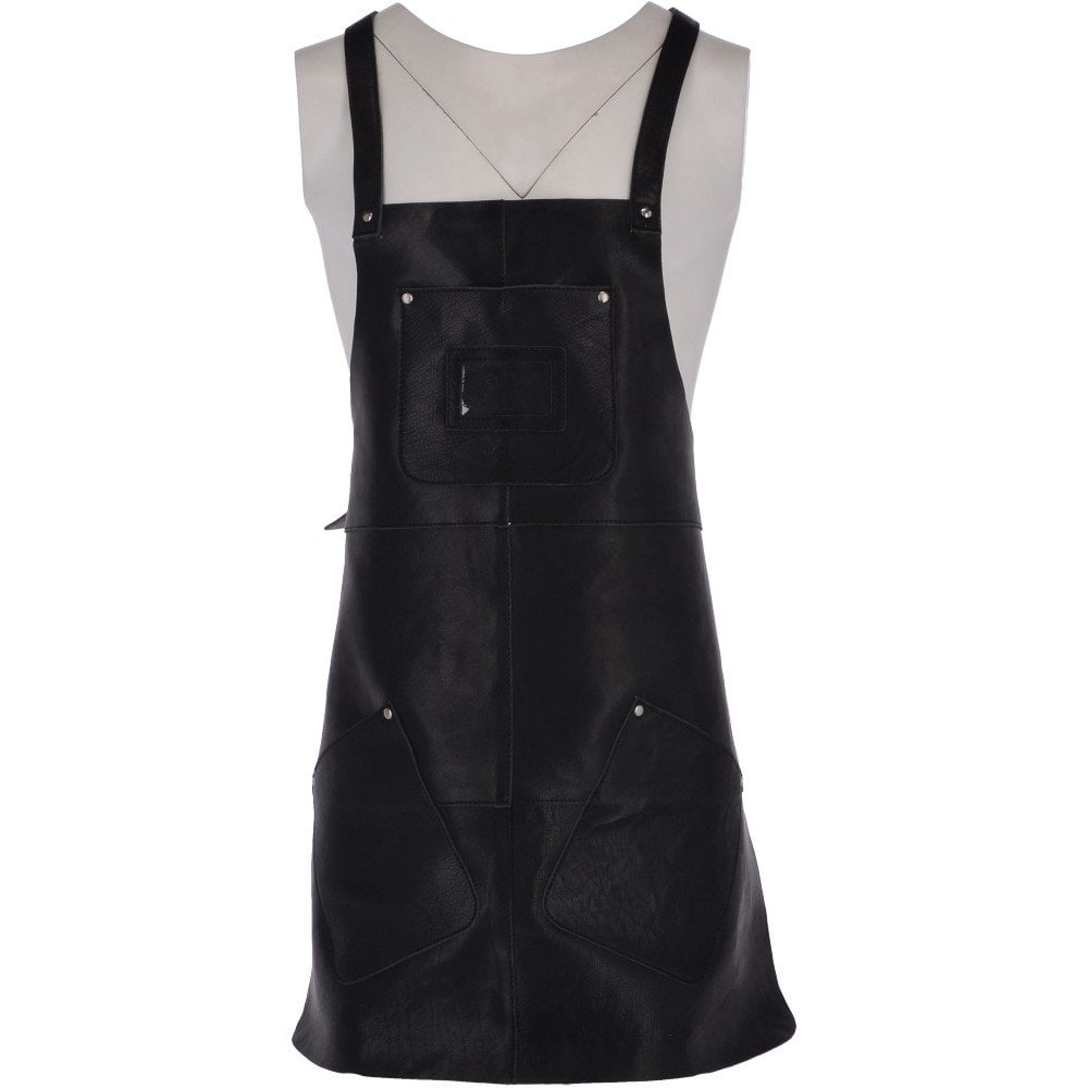 Ashwood Unisex Cross Back Leather Odell Apron - Black