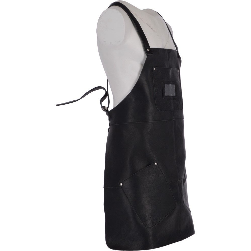 Ashwood Unisex Cross Back Leather Odell Apron - Black