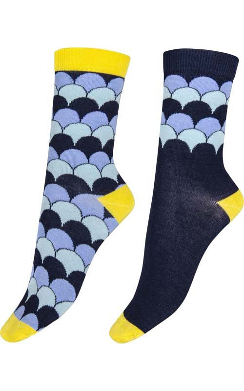 Pretty Polly Scallop Bamboo Socks 2 Pair Pack - Navy Mix
