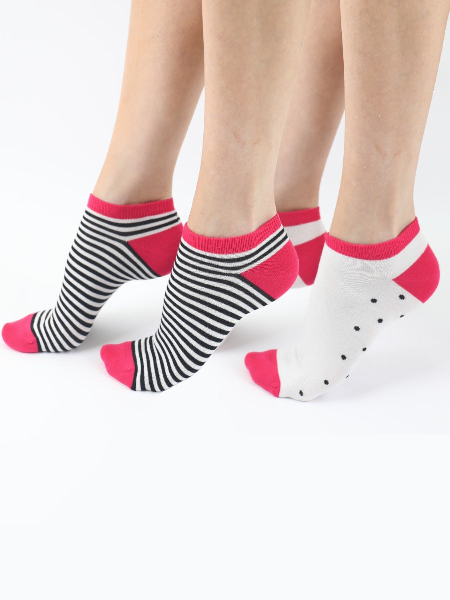 Pretty Polly Spot Stripe Mix Bamboo Trainer Socks