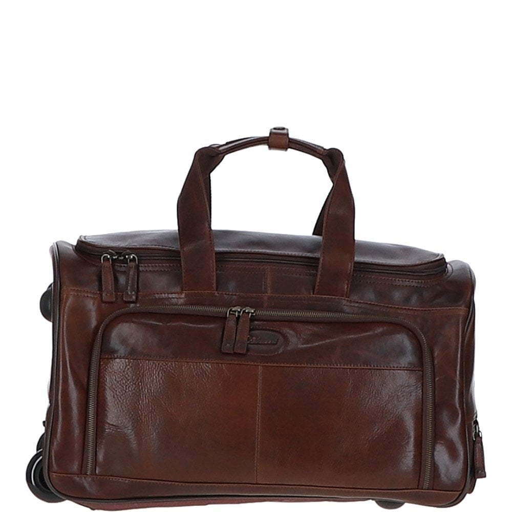 Ashwood Leather Wheeled Travel Holdall - Brown