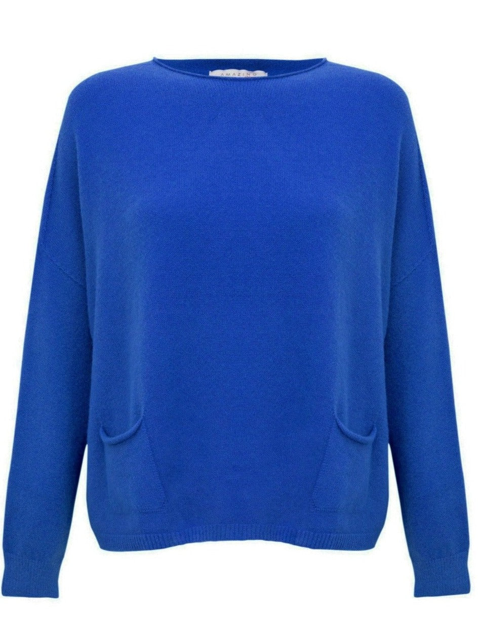 Amazing Woman Jodie Fine Knit Blue China Jumper