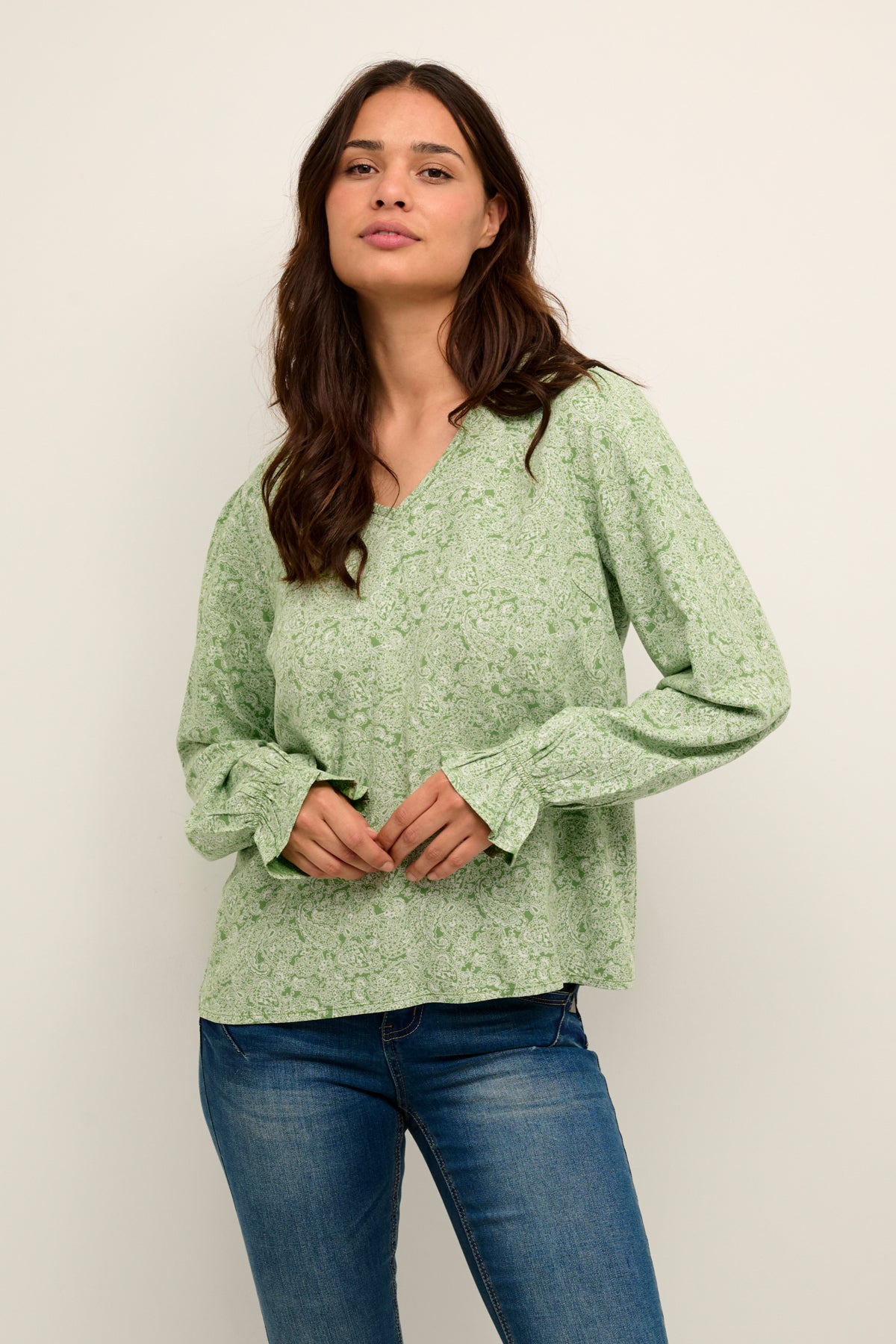 Cream VIMMA Blouse - Flourite Green