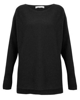 Amazing Woman Celia Black Round Neck Ribbed Knit