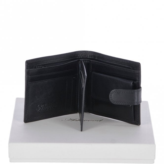 Ashwood Billfold Tab Leather Wallet Black