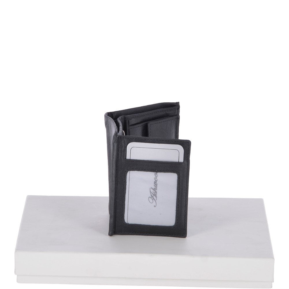 Ashwood Leather Kingston Black Bifold & Coin Pocket Wallet