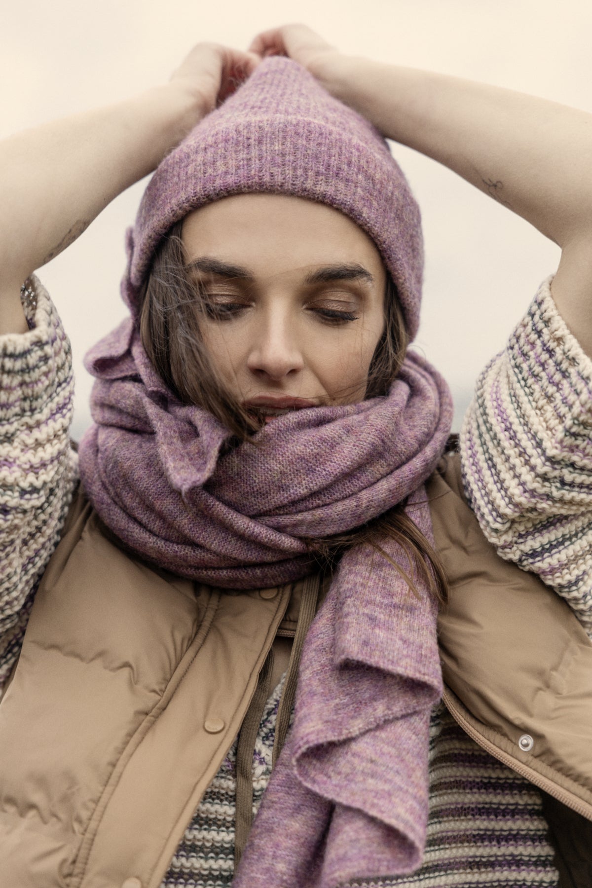 Fransa SANDY Scarf - Black Plum Melange