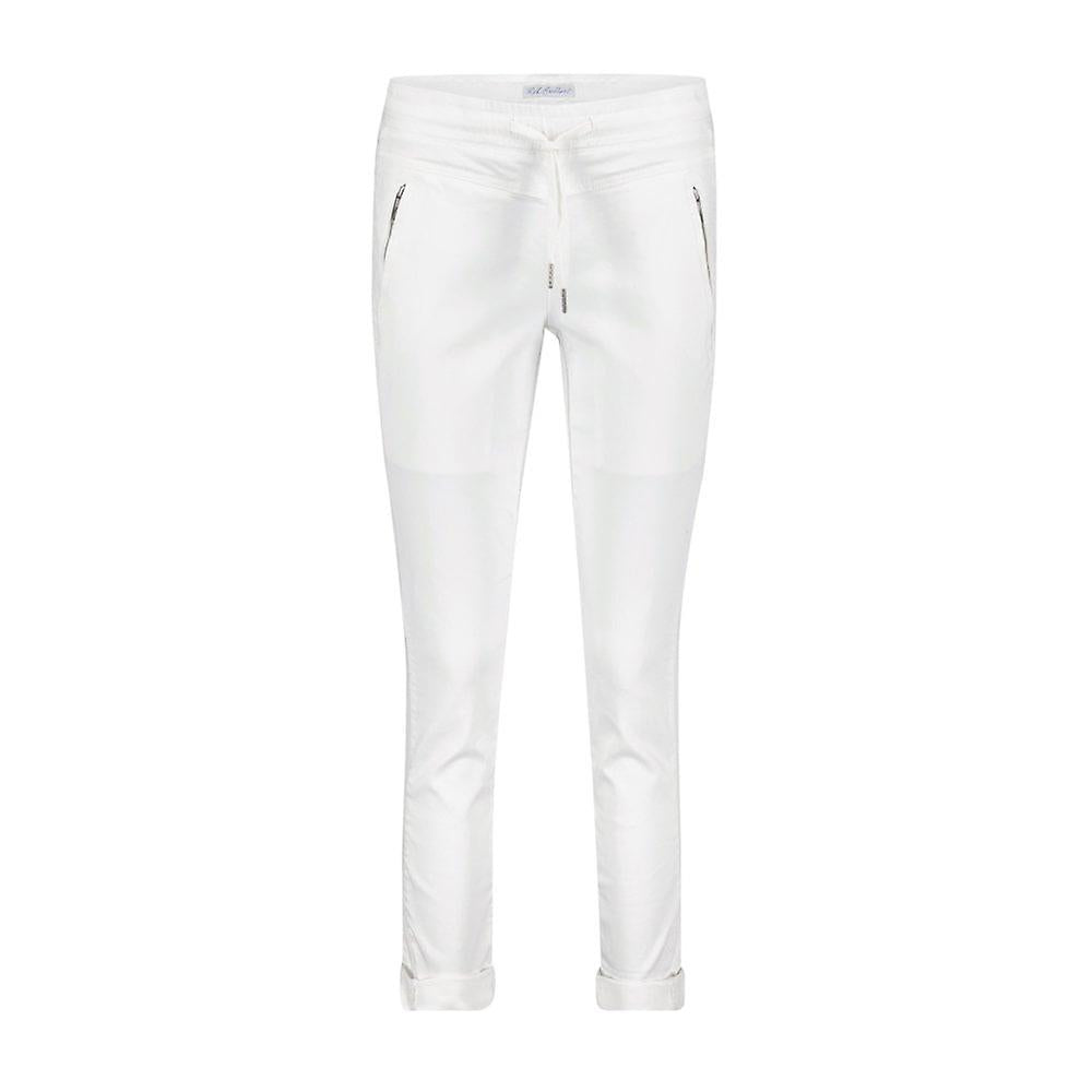 Red Button Tessy Cropped Jogging Bottoms - White