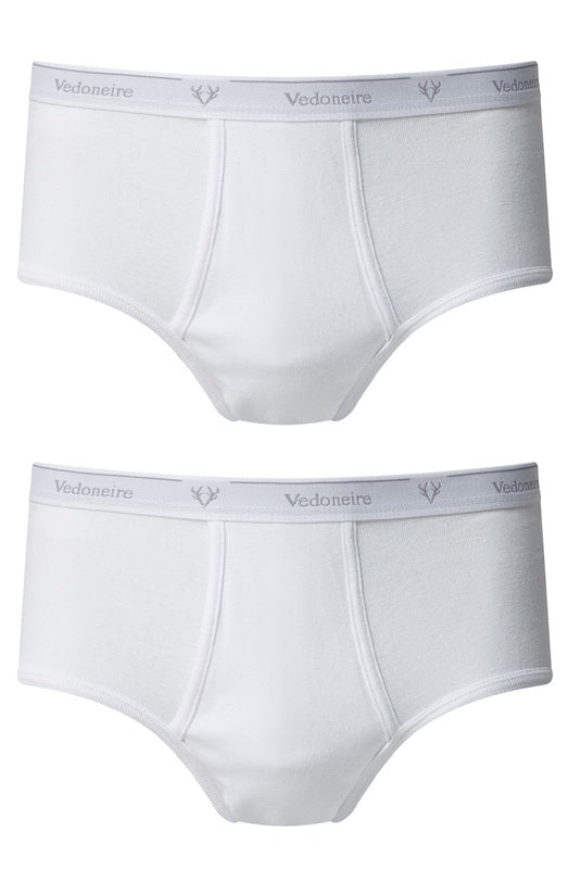 Mens White Briefs Two Pack - White