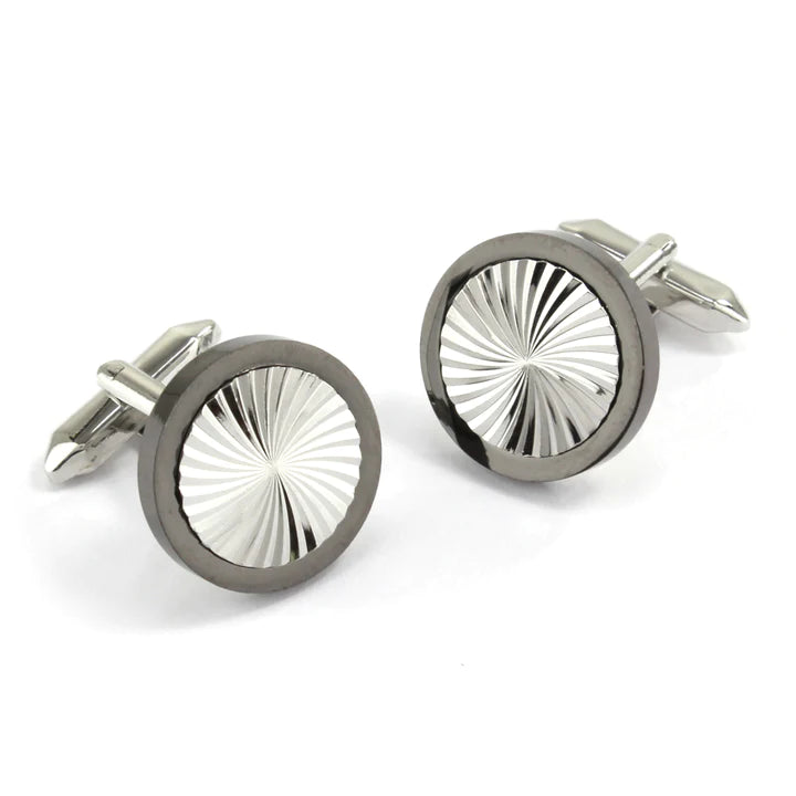 Sophos Silver Circle with Gunmetal Rim Cufflinks