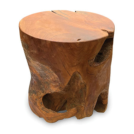 Makasi Teak Round Solid Block Lamp Table