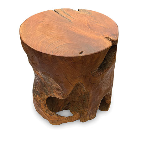 Makasi Teak Round Solid Block Lamp Table