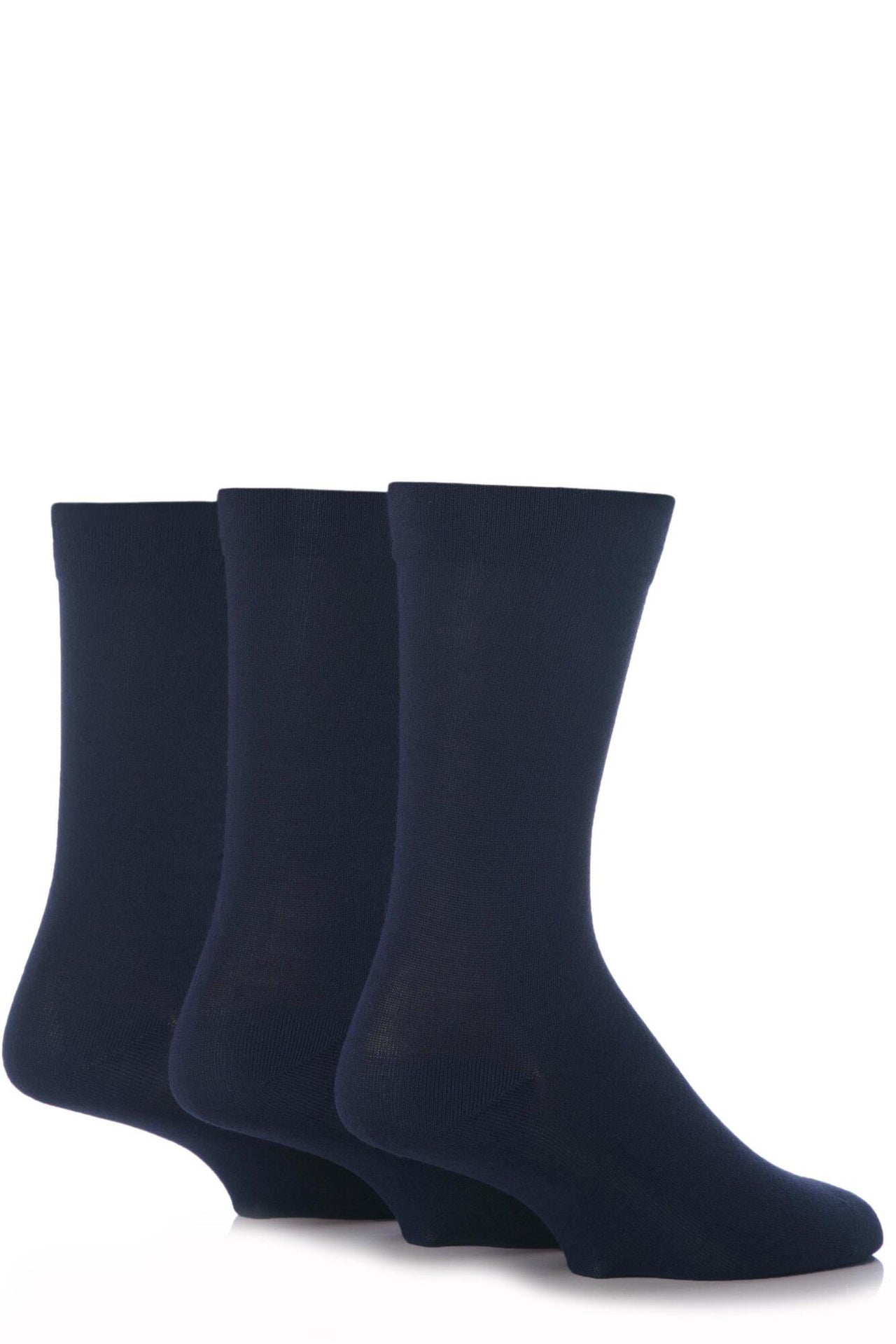 3 Pair Sockshop Navy Plain Gentle Comfort Cuff Bamboo Socks