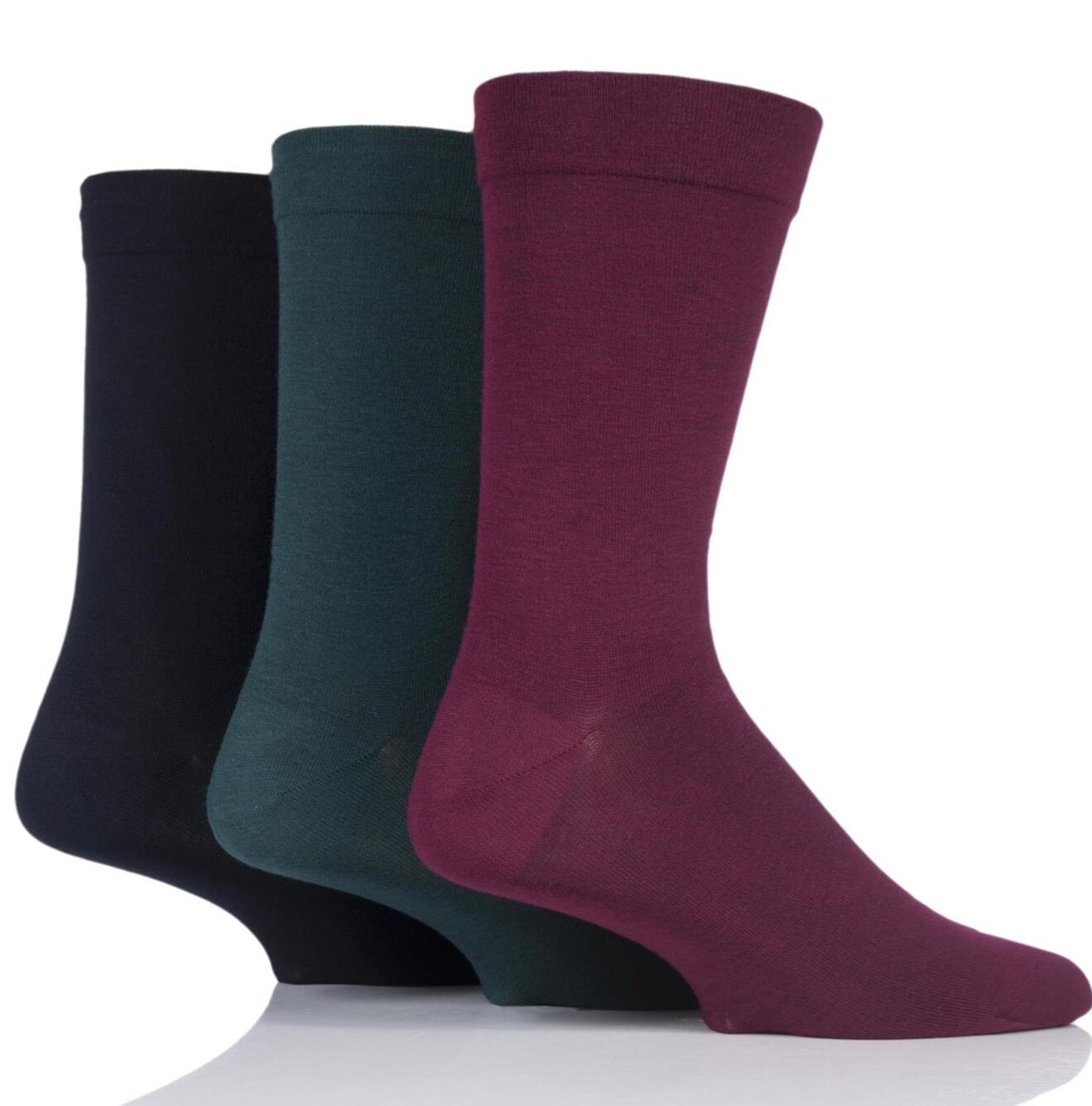 3 Pair Sockshop Plain Gentle Comfort Cuff Bamboo Multi Socks - Bodenhams