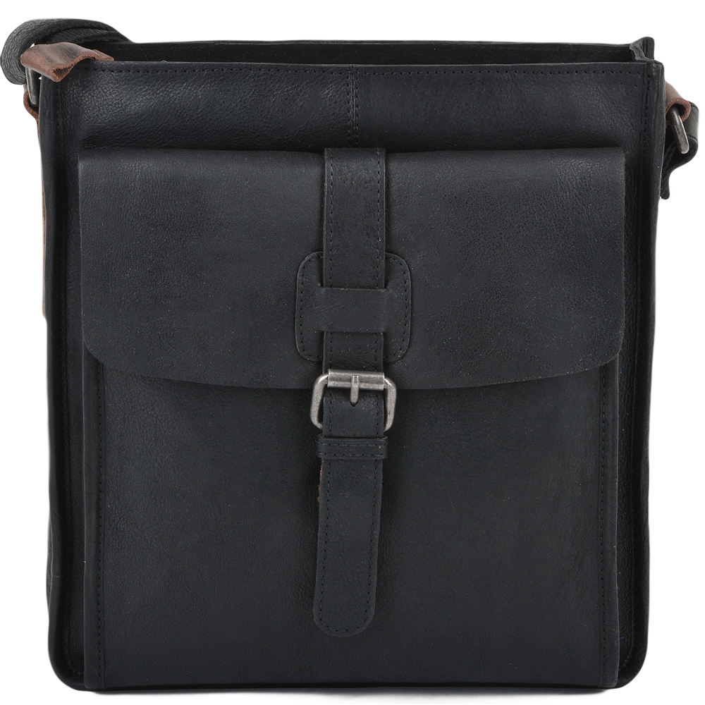 Ashwood Leather Stratford Three Pocket Medium Travel Bag - Black