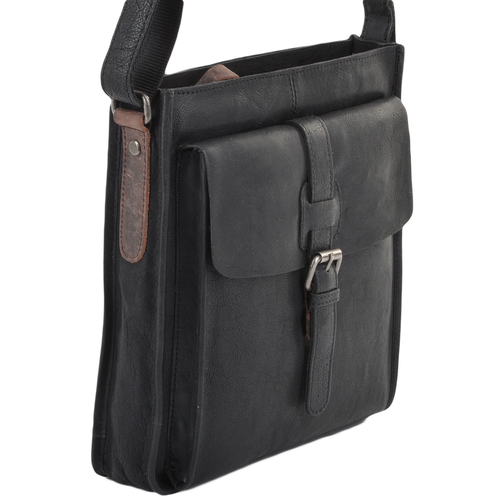 Ashwood Leather Stratford Three Pocket Medium Travel Bag - Black