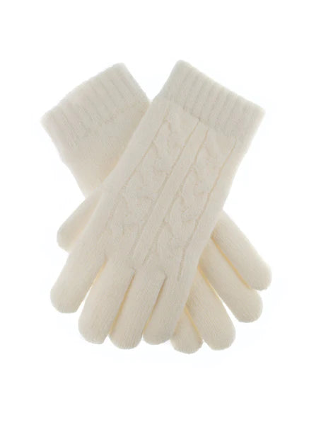 Dents Winter White Cable Knit Gloves