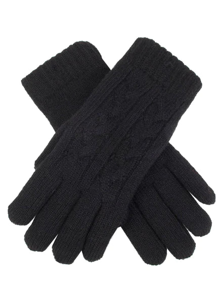 Dents Cable Knit Gloves - Black