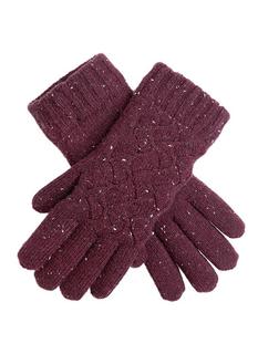 DENTS Women's Lace Knit Gloves with Marl Yarn - Burgundy