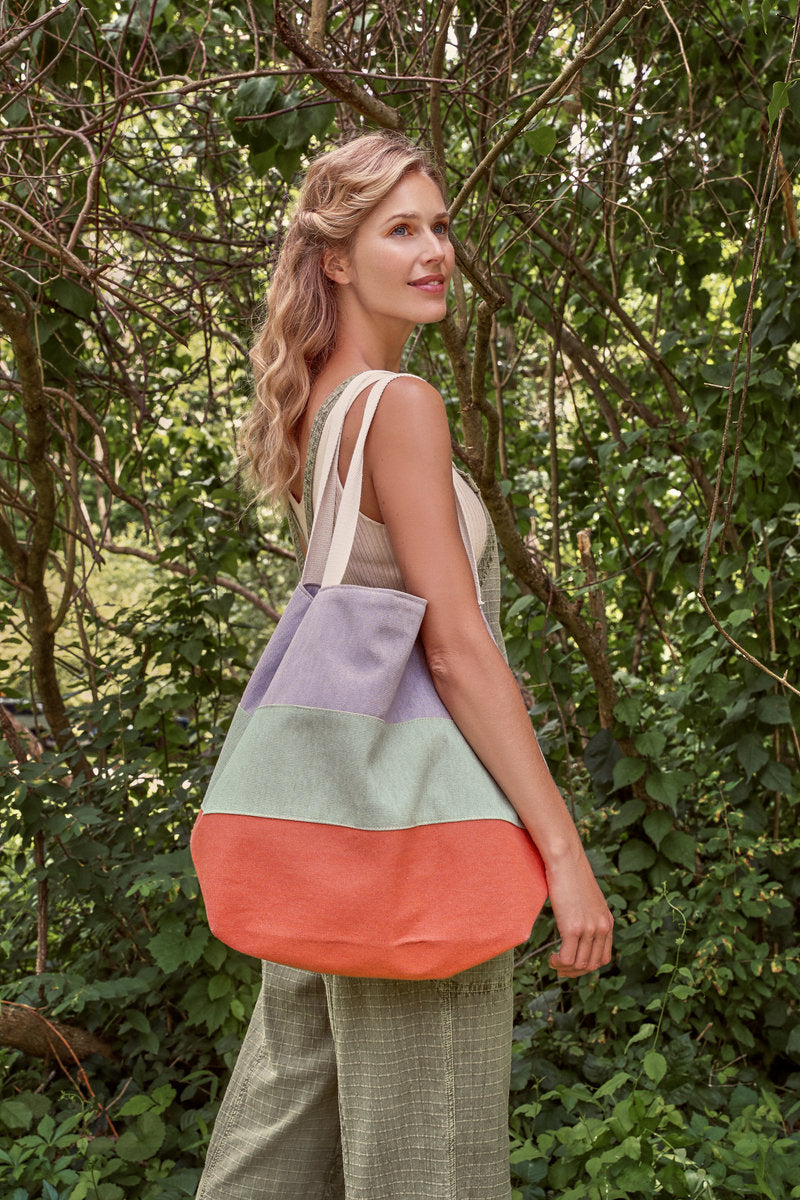 Powder Boho Beach Bag - Lilac/Sage/Tangerine