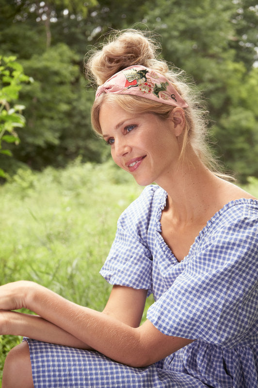 Powder Crane at Sunrise Embroidered Headband - Petal